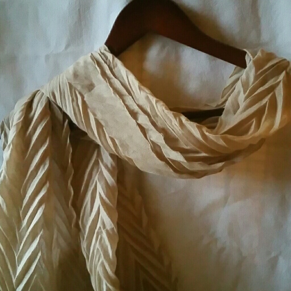 Tan Crinkle Fabric Scarf